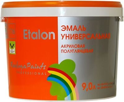 РАДУГА ЭТАЛОН Эмаль ВД-АК 116 универсальная акриловая, полуглянцевая  для наружных и внутренних работ (база С) 0,9 л